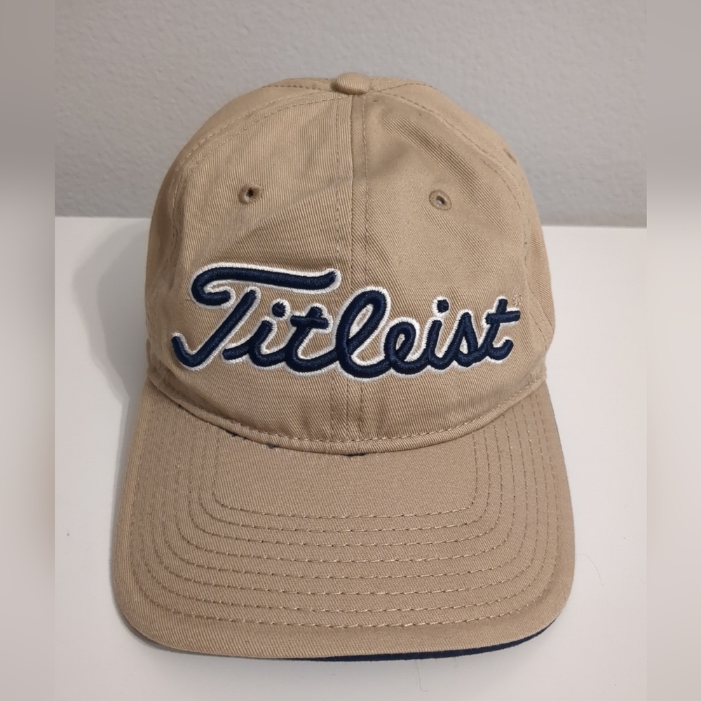 Titleist Footjoy FJ Pro V1 Golf Khaki Tan Navy One Size Adjustable Hat Cap